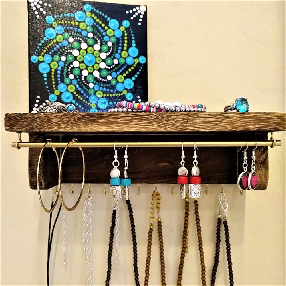 New Wall Mounted Wood Jewelry Organizer
